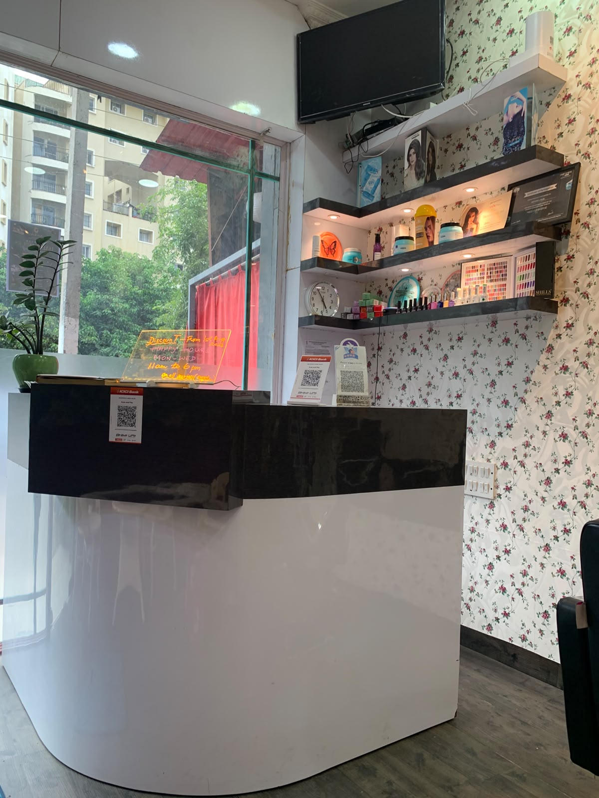 Salon Reception Counter and Product Display